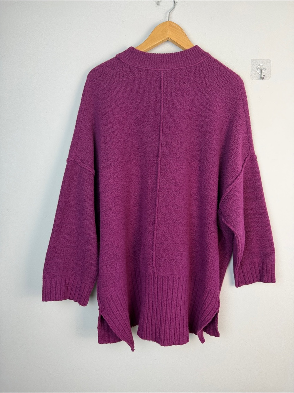 Free People Peaches Slouchy Oversized XS Tunic Sweater Chunky Knit Crewneck Plum - Picture 13 of 16